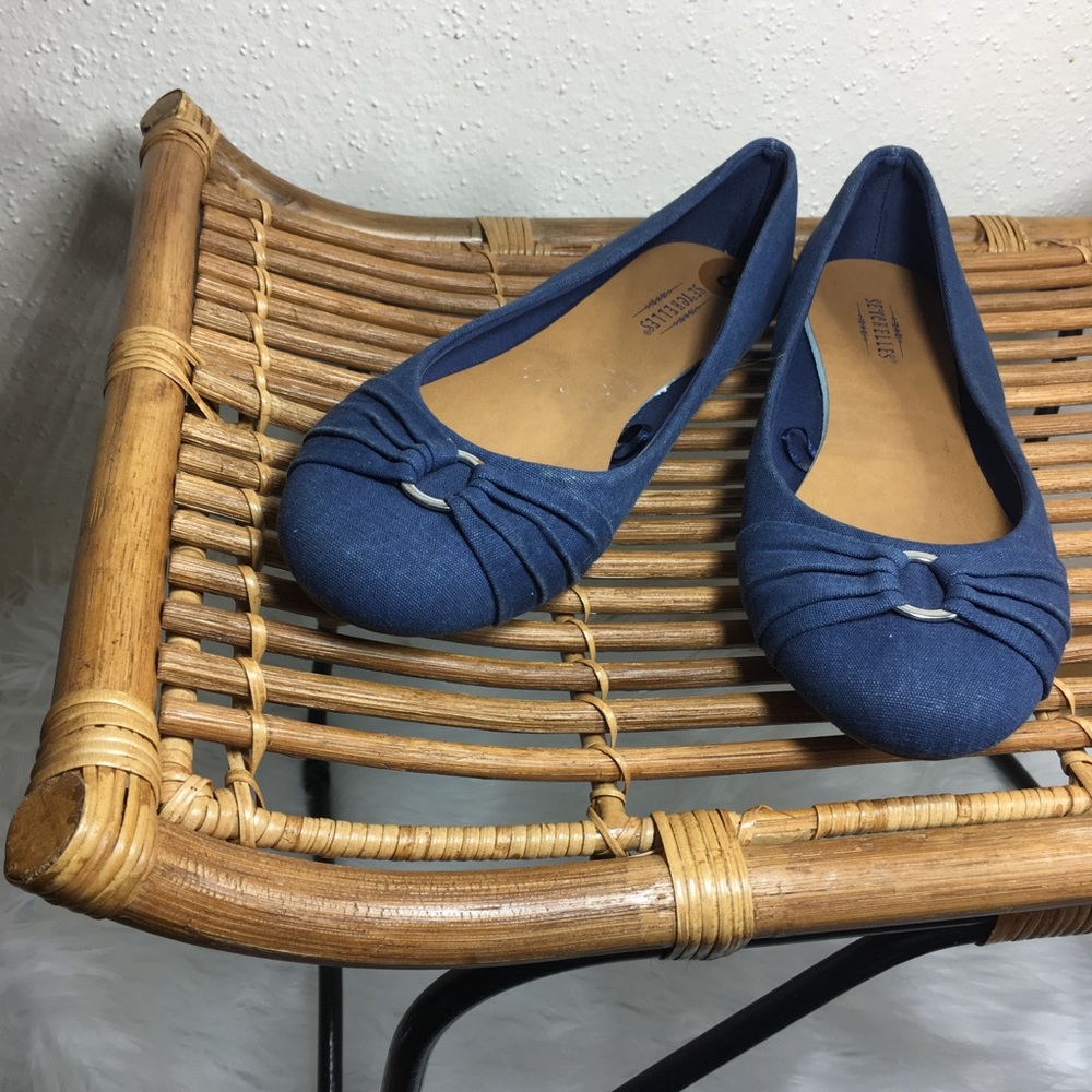 Seychelles Flats Blue Jean Silver Buckle